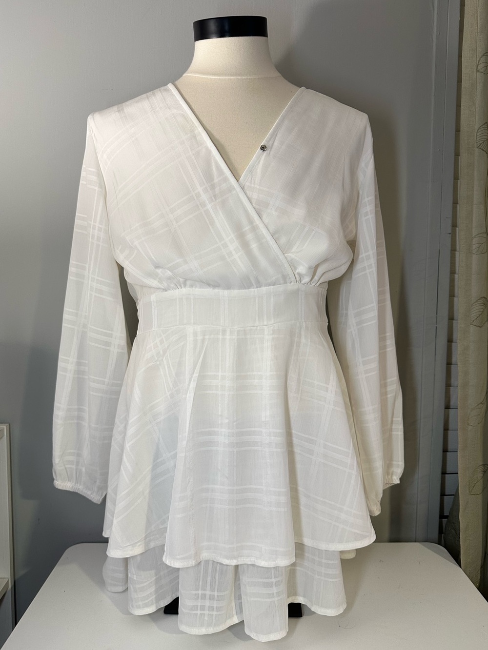 V Neck White Romper Dress